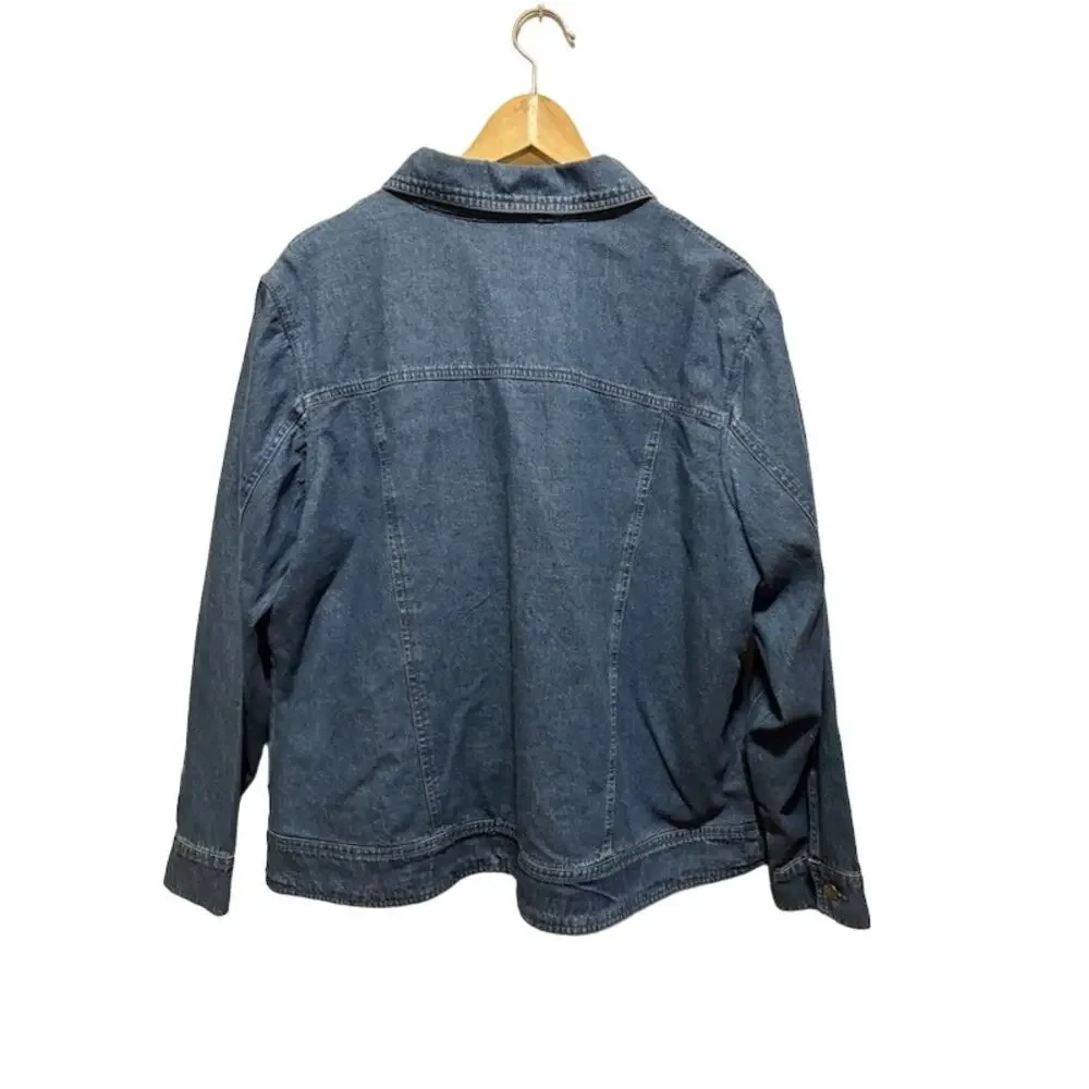Denim Agapo shirt jean jacket sweater lined sz 2XL. Shacket!